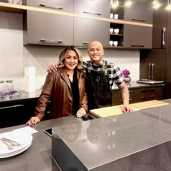 Chef-Jeremy-Senaris-with-agent-Jen-Lopez-in-A-and-S-kitchen
